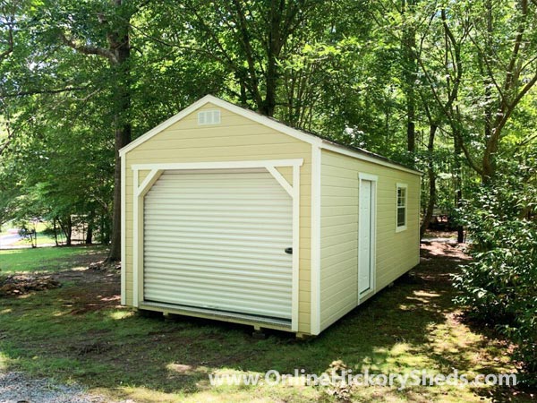 Hickory Sheds Utility Garage Beige White Trim