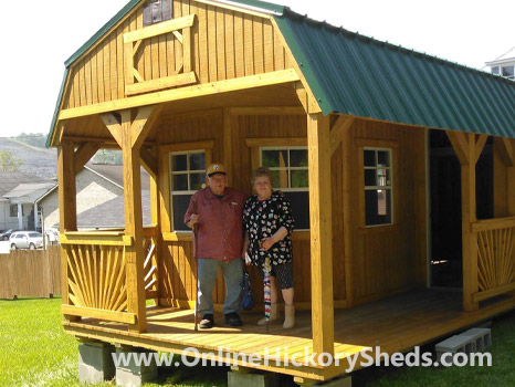 A couple happy with their new Hickory Shed