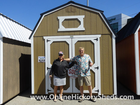 A couple happy with their new Hickory Shed