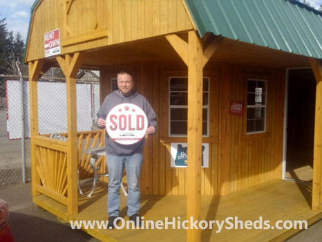 A man happy with his new Hickory Shed