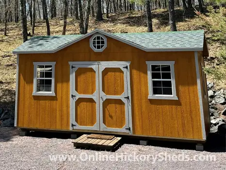 hickory-sheds-gable-dormer-sm-2 Stained Old Hickory Utility Shed with Gable Dormer