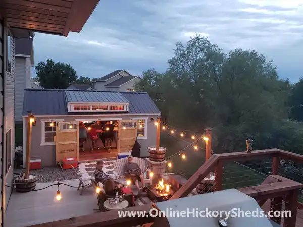 hickory-sheds-utility-dormer-med-9 Utility Shed with a Dormer lit up with outdoor lights